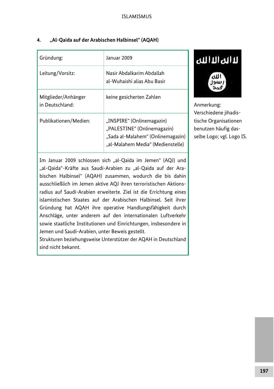 Seite 196 des Verfassungsschutzbericht 2014 Bund