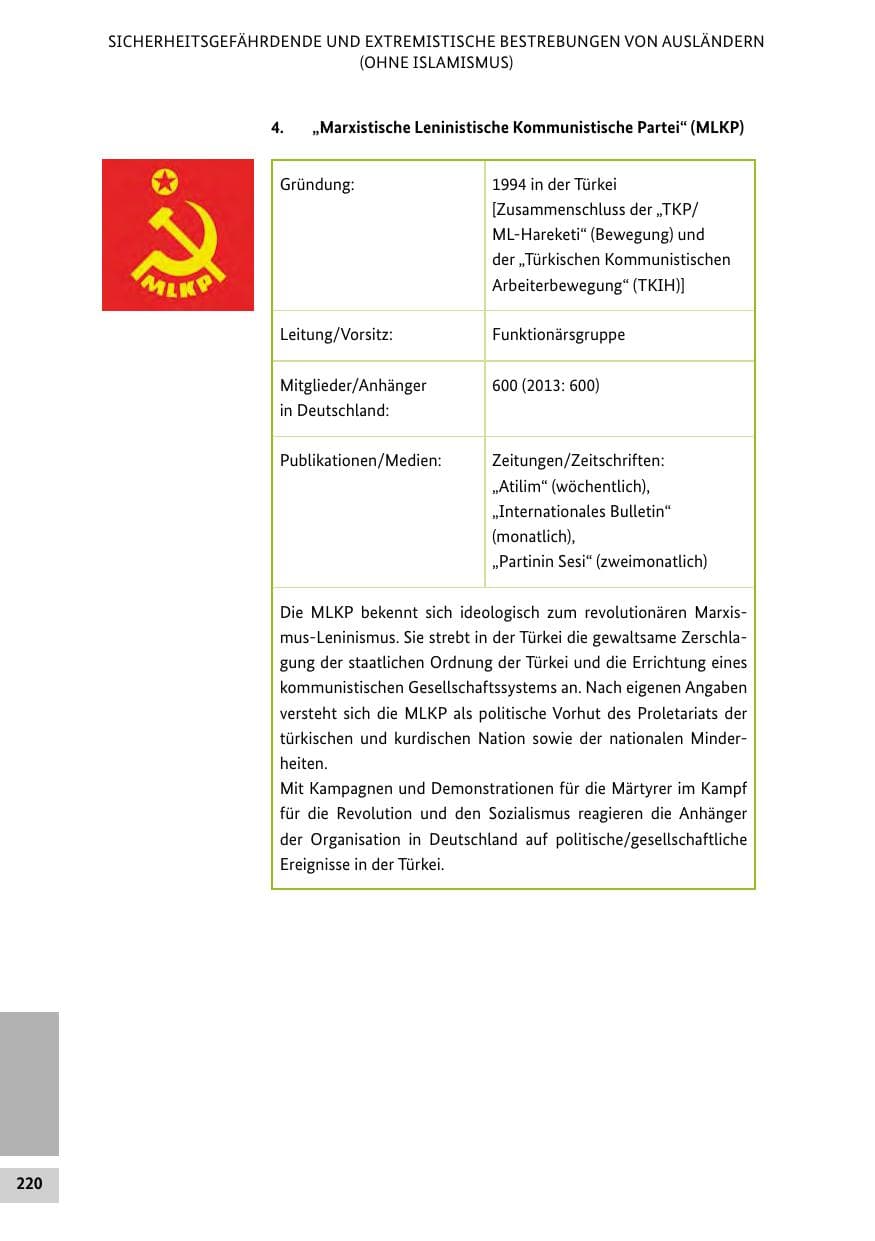 Seite 219 des Verfassungsschutzbericht 2014 Bund