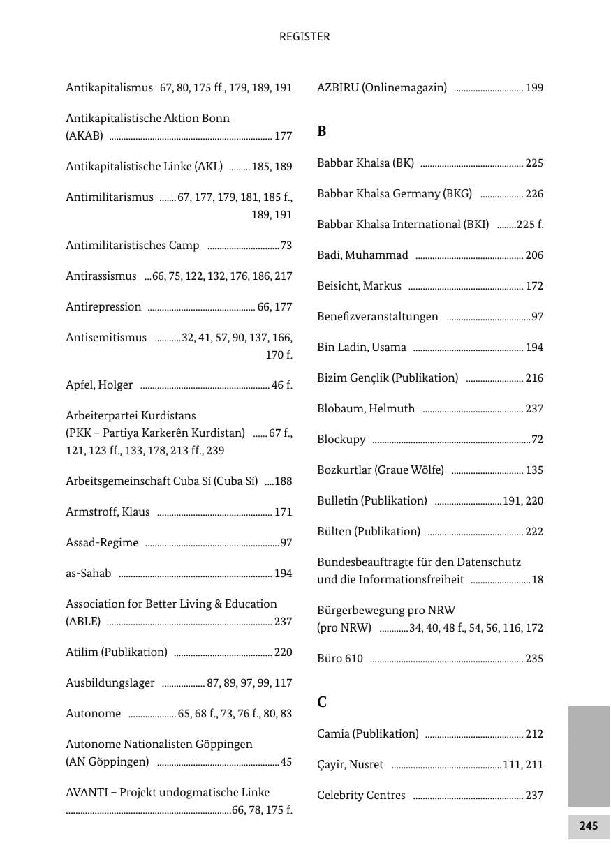 Seite 244 des Verfassungsschutzbericht 2014 Bund