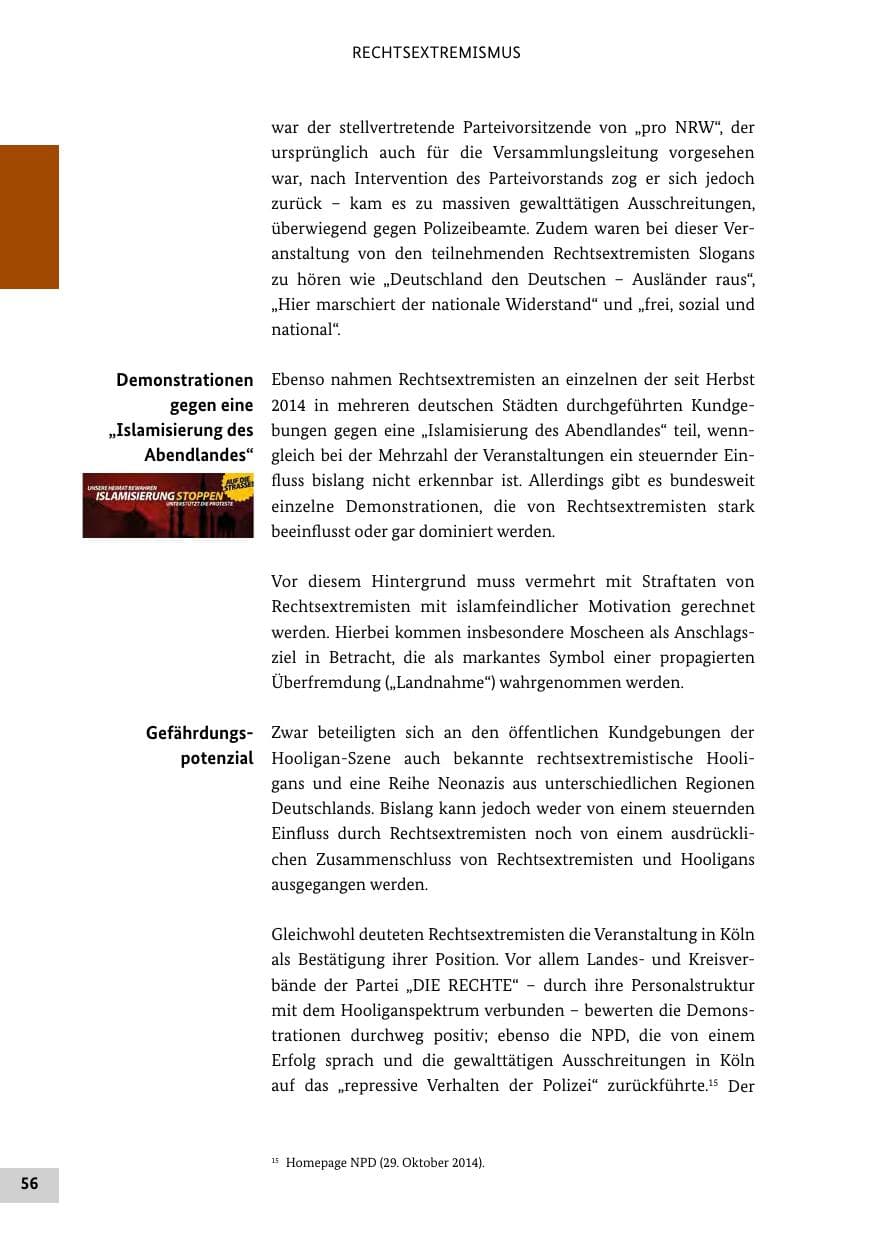 Seite 55 des Verfassungsschutzbericht 2014 Bund