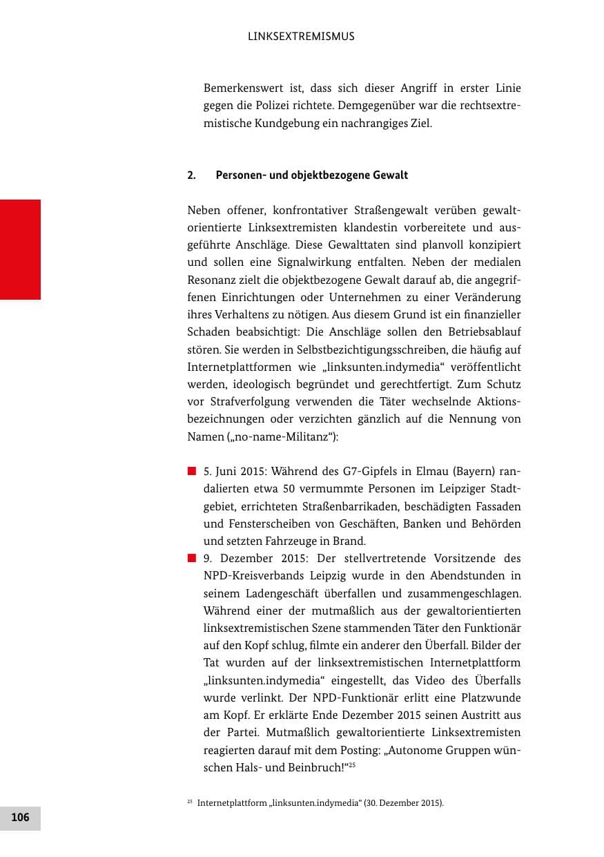 Seite 105 des Verfassungsschutzbericht 2015 Bund