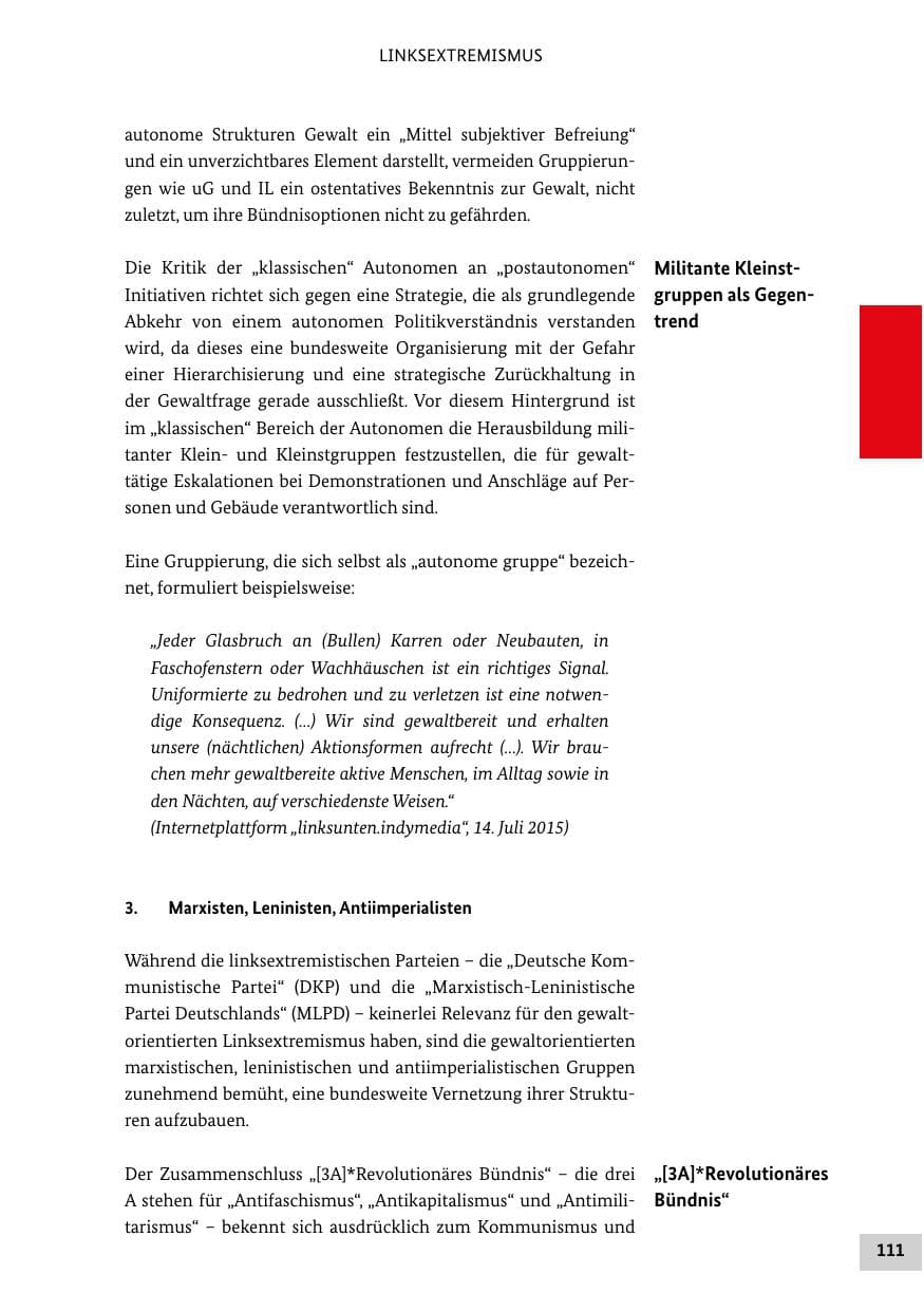 Seite 110 des Verfassungsschutzbericht 2015 Bund