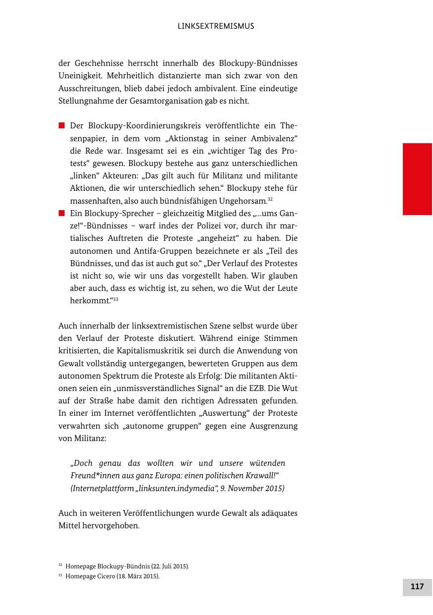 Seite 116 des Verfassungsschutzbericht 2015 Bund