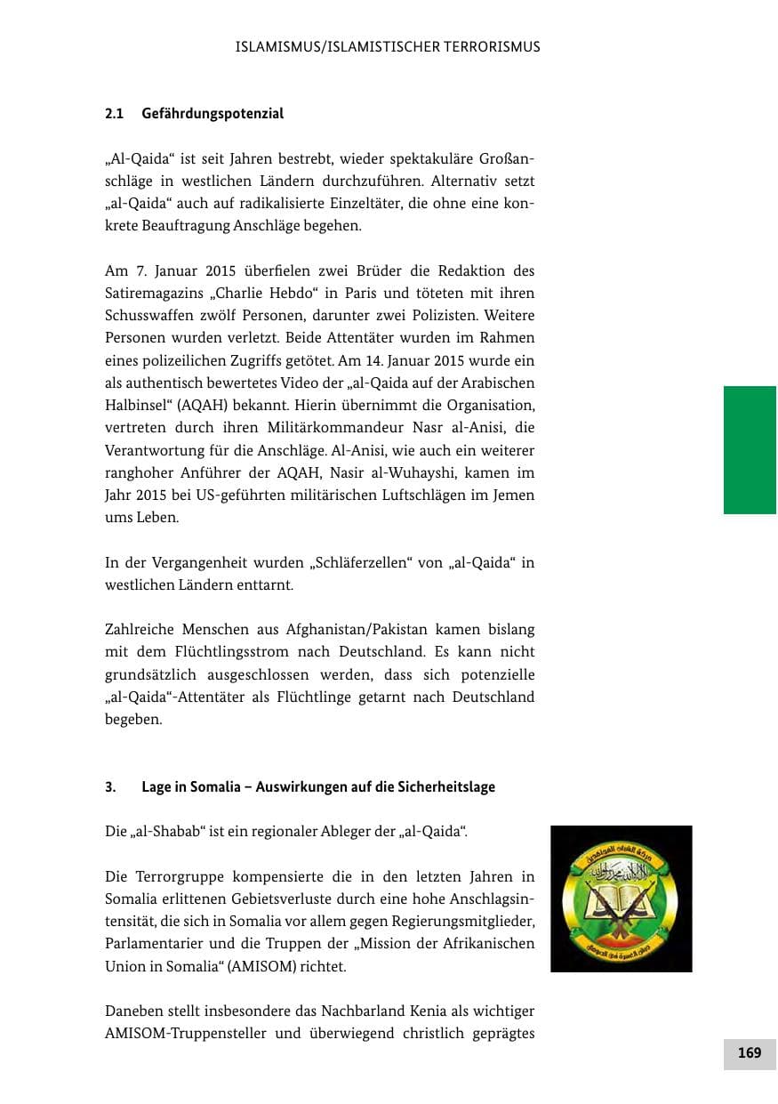 Seite 168 des Verfassungsschutzbericht 2015 Bund