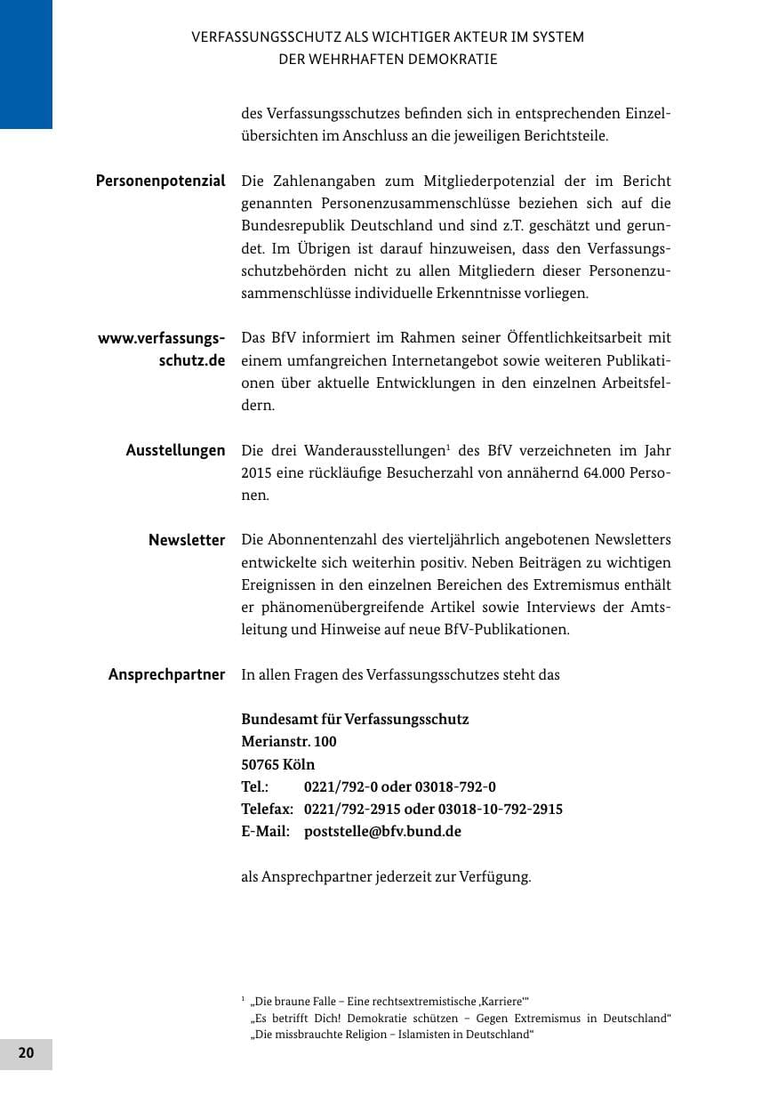 Seite 19 des Verfassungsschutzbericht 2015 Bund