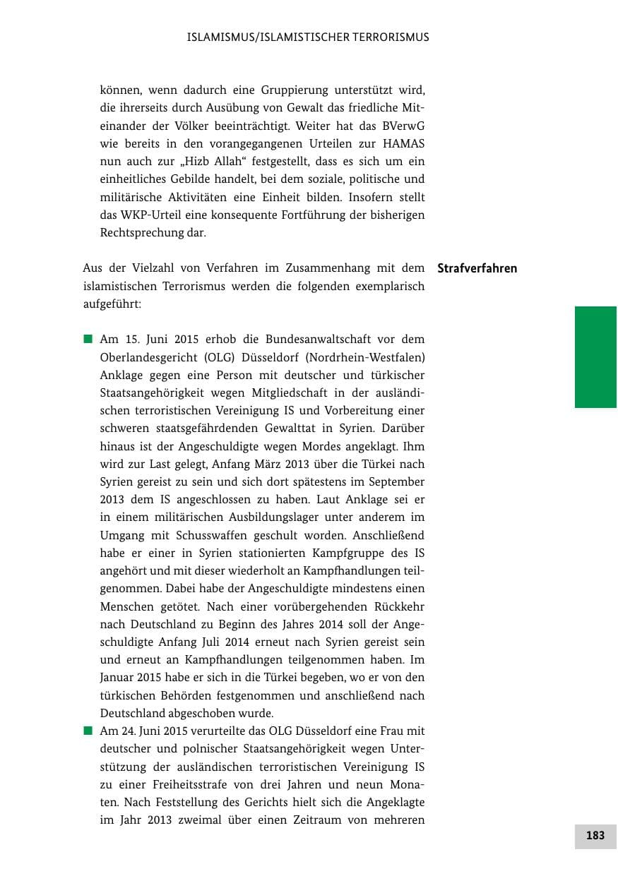 Seite 182 des Verfassungsschutzbericht 2015 Bund
