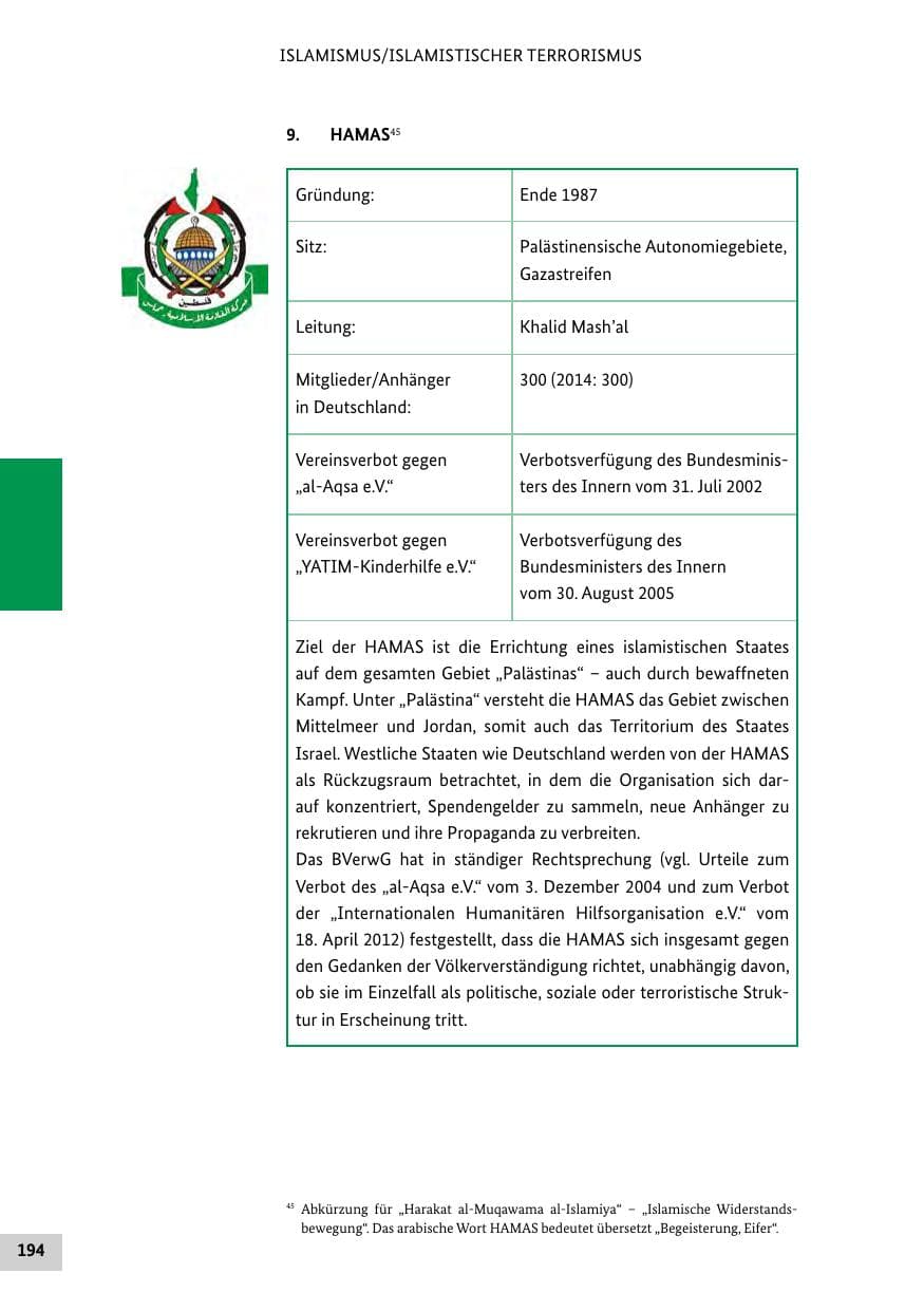 Seite 193 des Verfassungsschutzbericht 2015 Bund