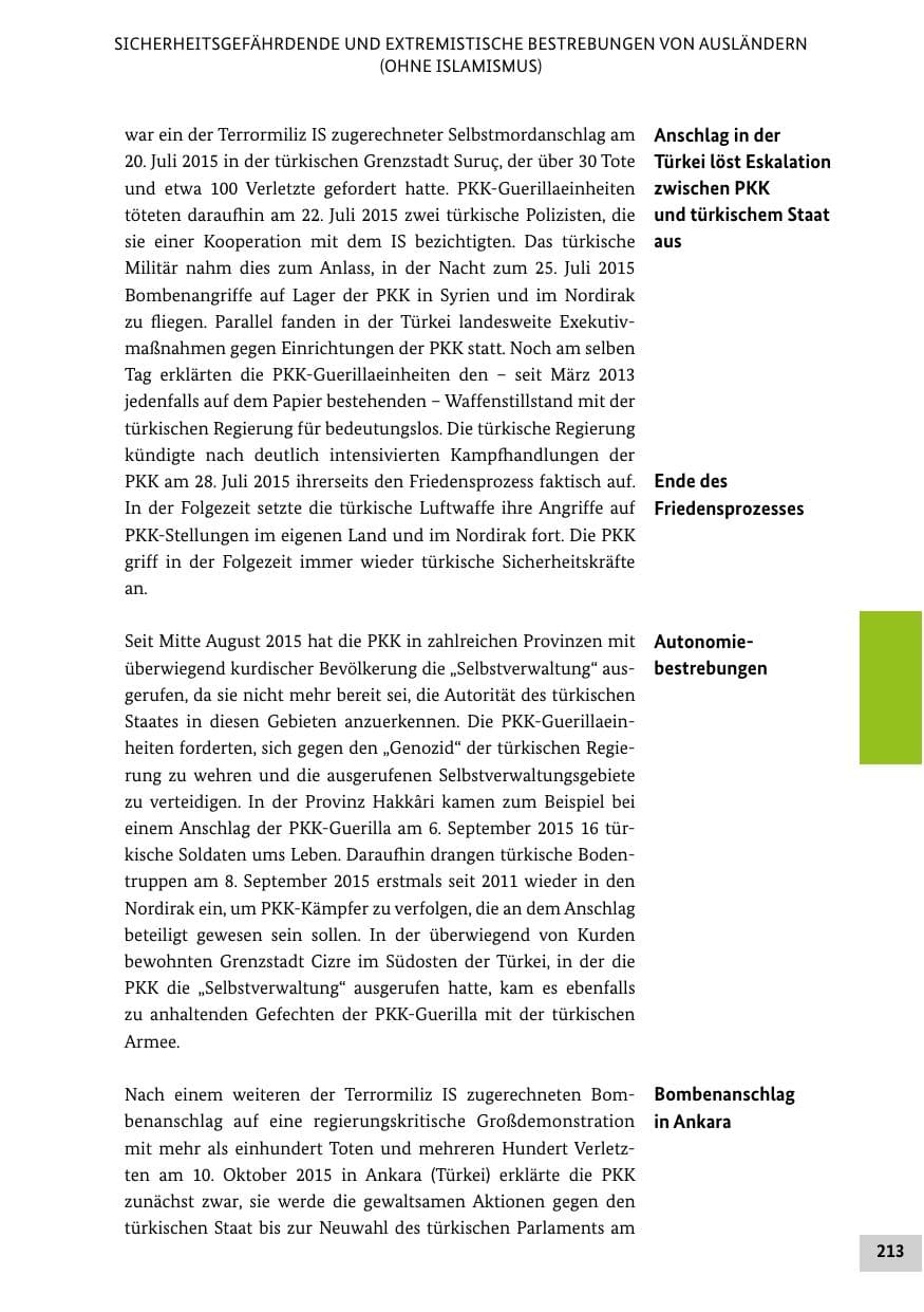 Seite 212 des Verfassungsschutzbericht 2015 Bund
