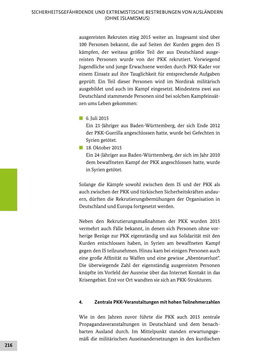 Seite 215 des Verfassungsschutzbericht 2015 Bund