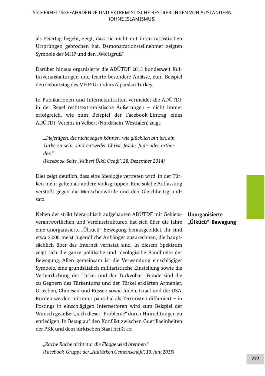 Seite 226 des Verfassungsschutzbericht 2015 Bund