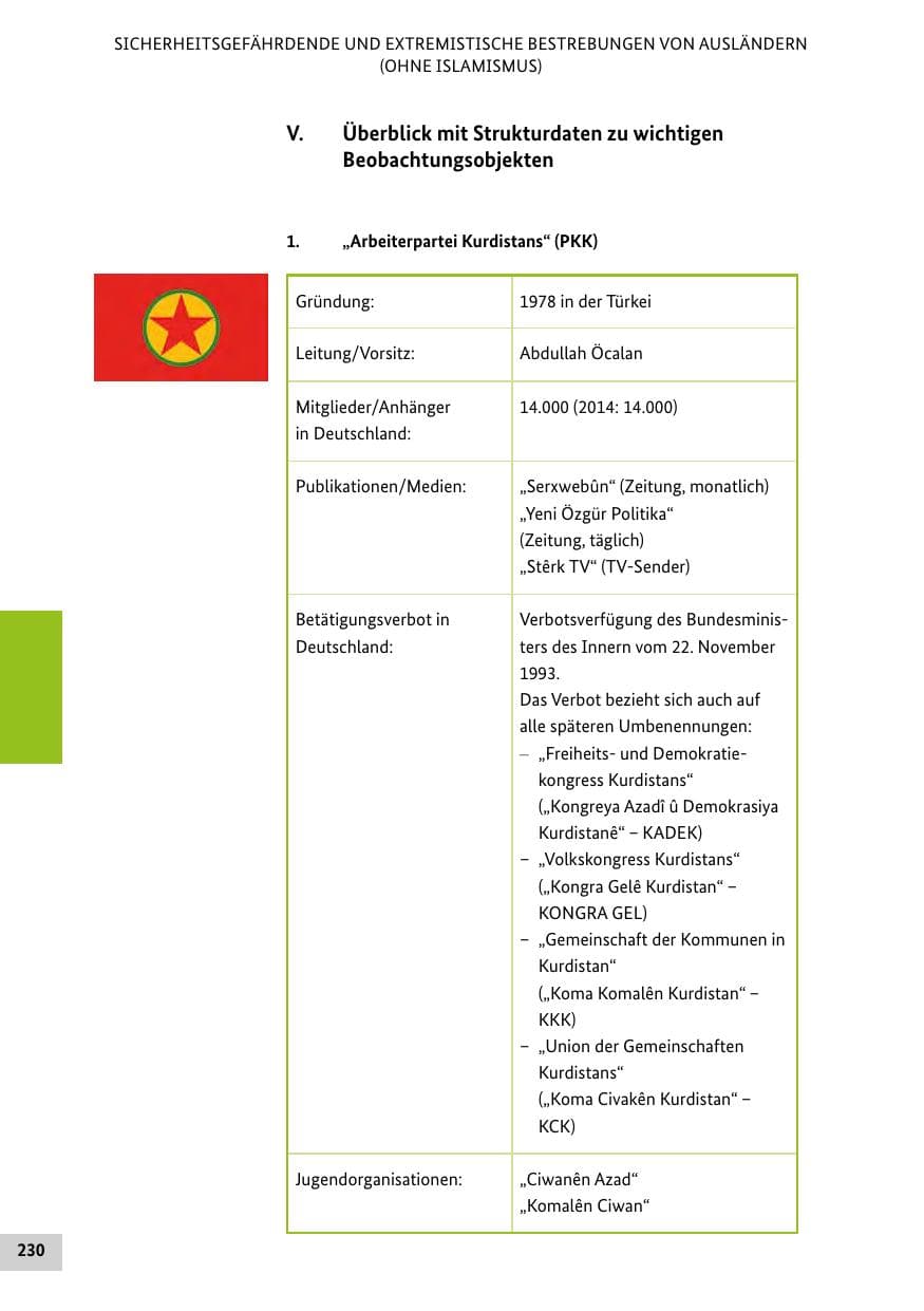 Seite 229 des Verfassungsschutzbericht 2015 Bund