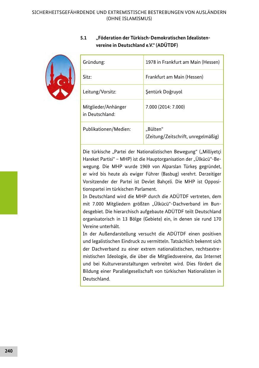 Seite 239 des Verfassungsschutzbericht 2015 Bund