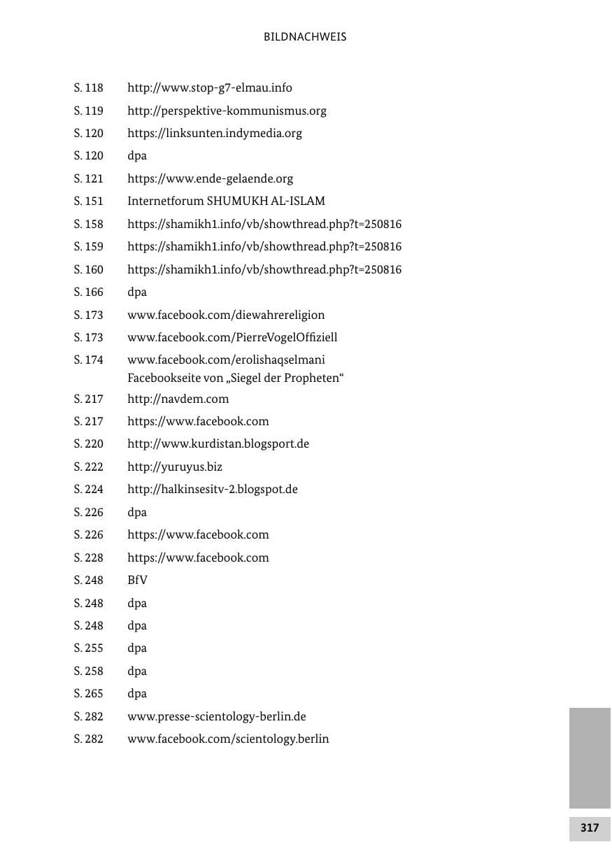 Seite 316 des Verfassungsschutzbericht 2015 Bund