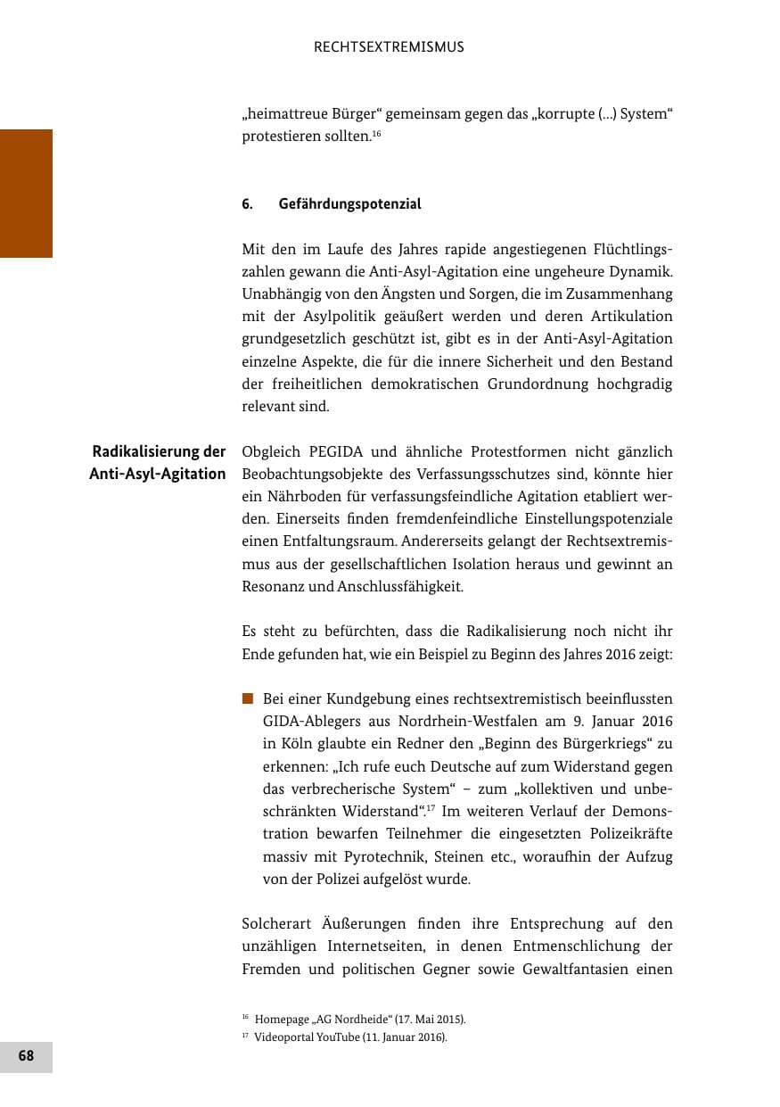 Seite 67 des Verfassungsschutzbericht 2015 Bund