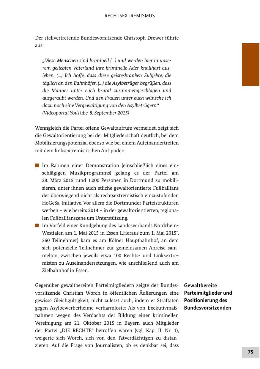 Seite 74 des Verfassungsschutzbericht 2015 Bund