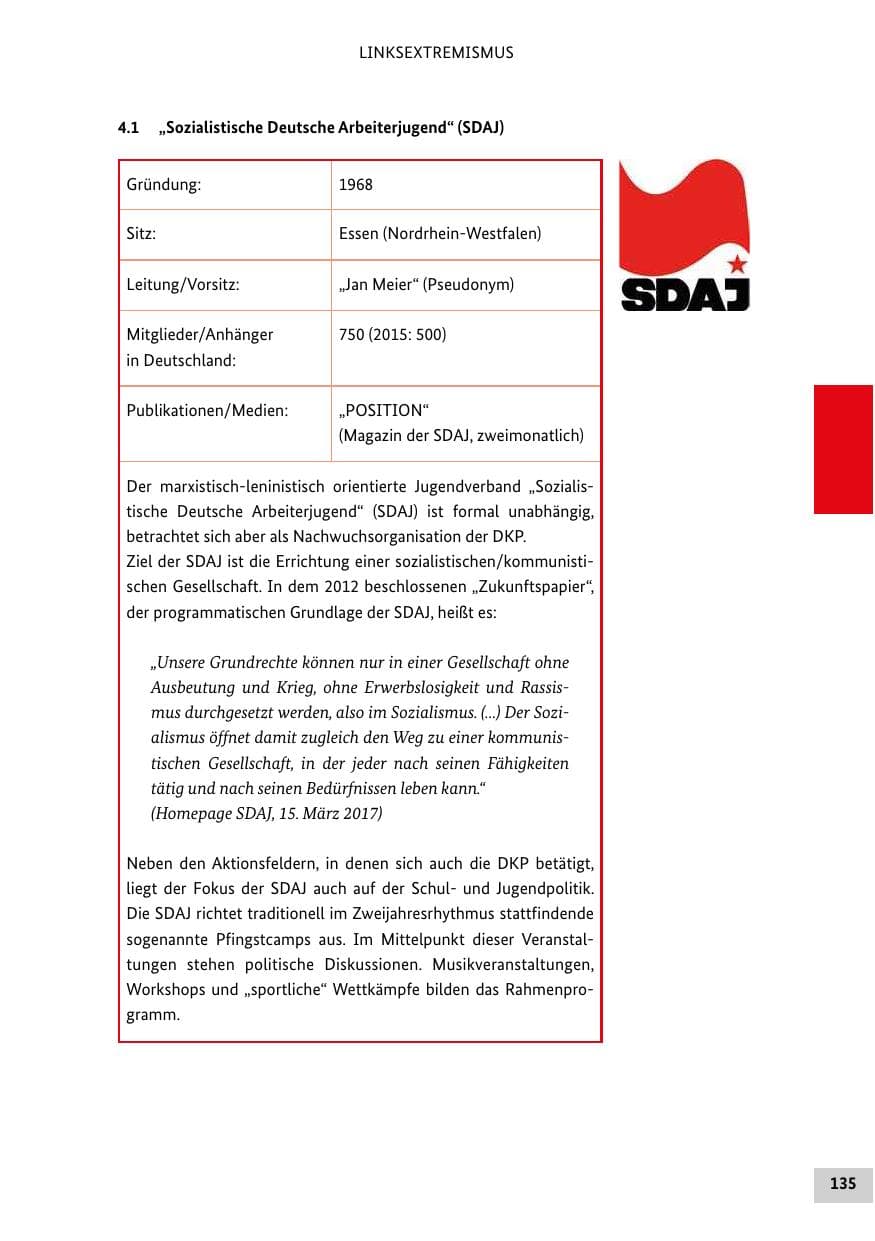 Seite 134 des Verfassungsschutzbericht 2016 Bund