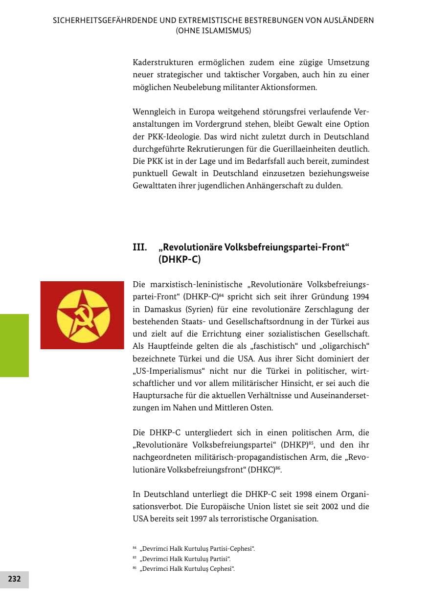 Seite 231 des Verfassungsschutzbericht 2016 Bund