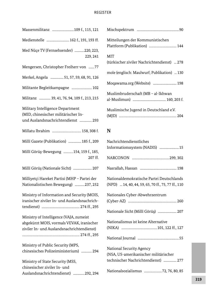 Seite 318 des Verfassungsschutzbericht 2016 Bund