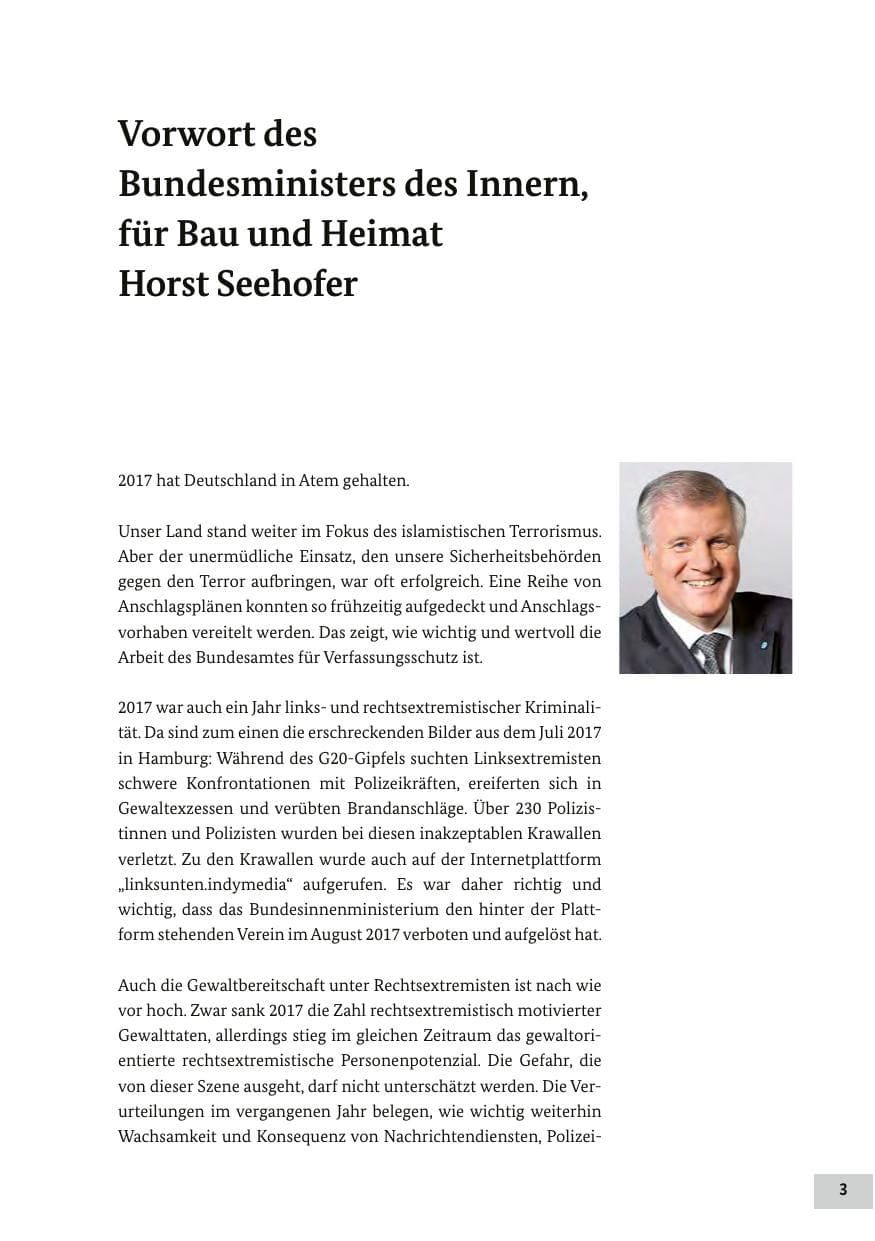 Seite 2 des Verfassungsschutzbericht 2017 Bund