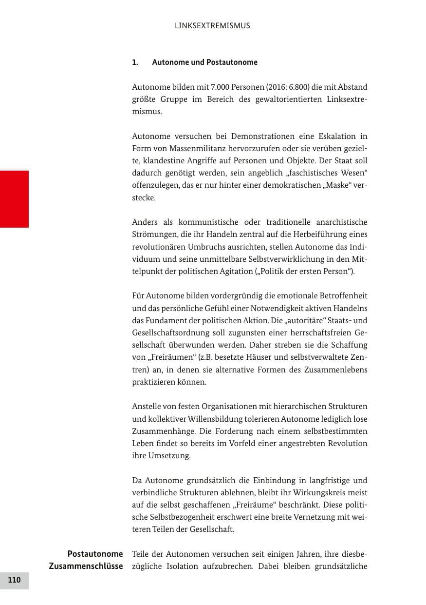 Seite 109 des Verfassungsschutzbericht 2017 Bund