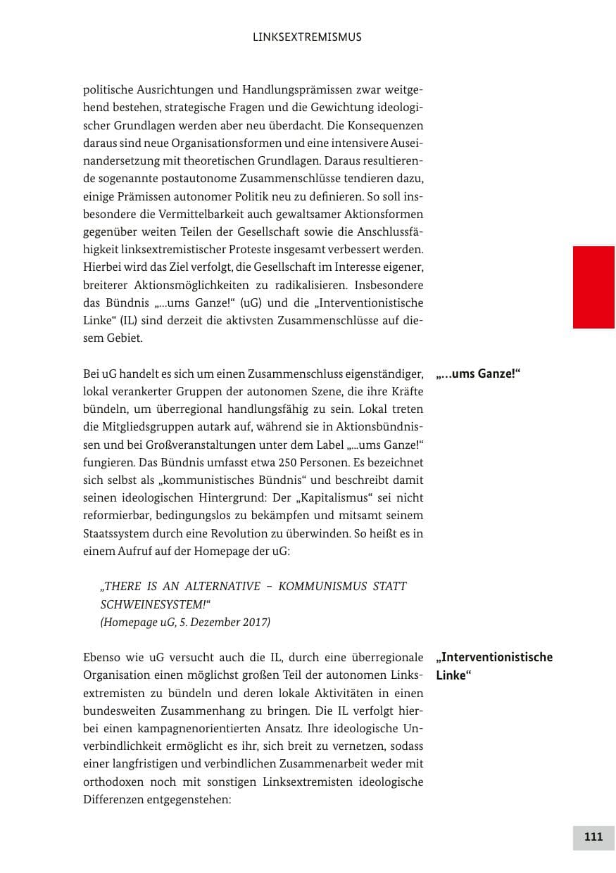 Seite 110 des Verfassungsschutzbericht 2017 Bund