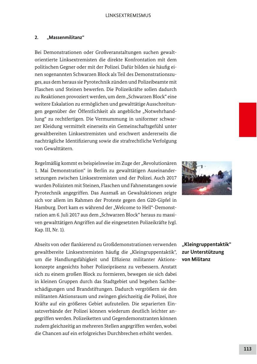 Seite 112 des Verfassungsschutzbericht 2017 Bund