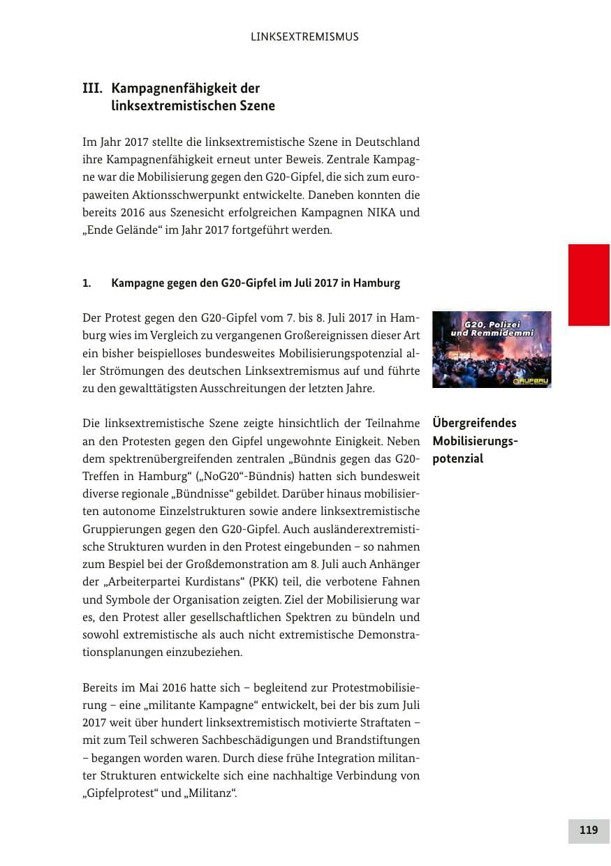 Seite 118 des Verfassungsschutzbericht 2017 Bund