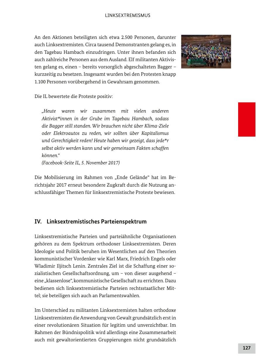 Seite 126 des Verfassungsschutzbericht 2017 Bund