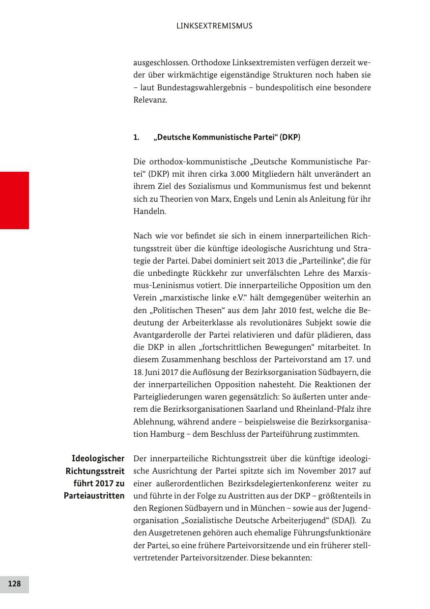 Seite 127 des Verfassungsschutzbericht 2017 Bund
