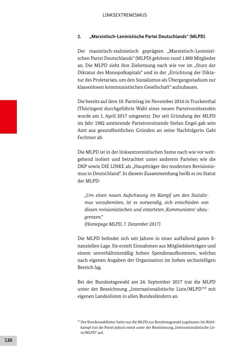 Seite 129 des Verfassungsschutzbericht 2017 Bund