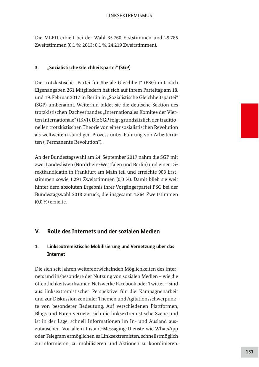 Seite 130 des Verfassungsschutzbericht 2017 Bund
