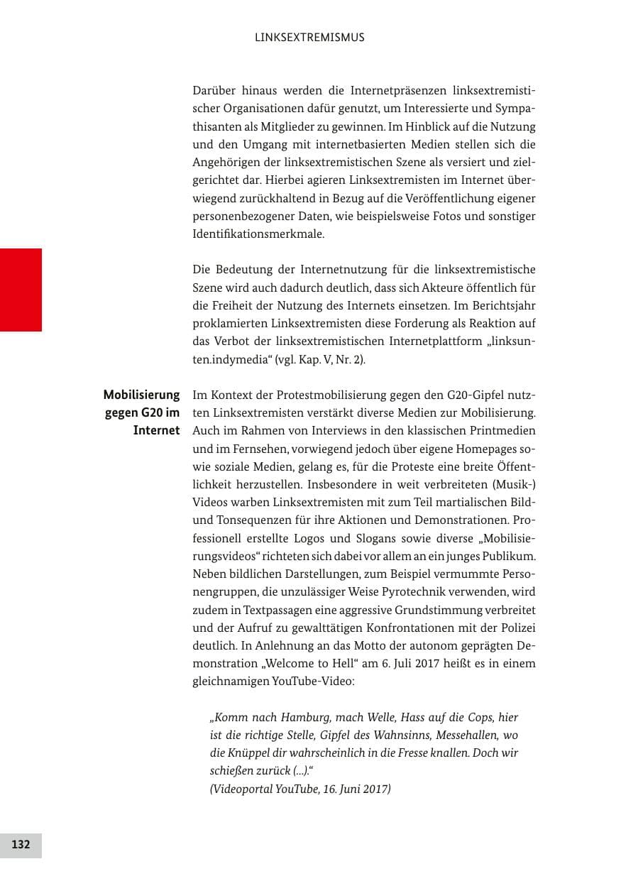 Seite 131 des Verfassungsschutzbericht 2017 Bund