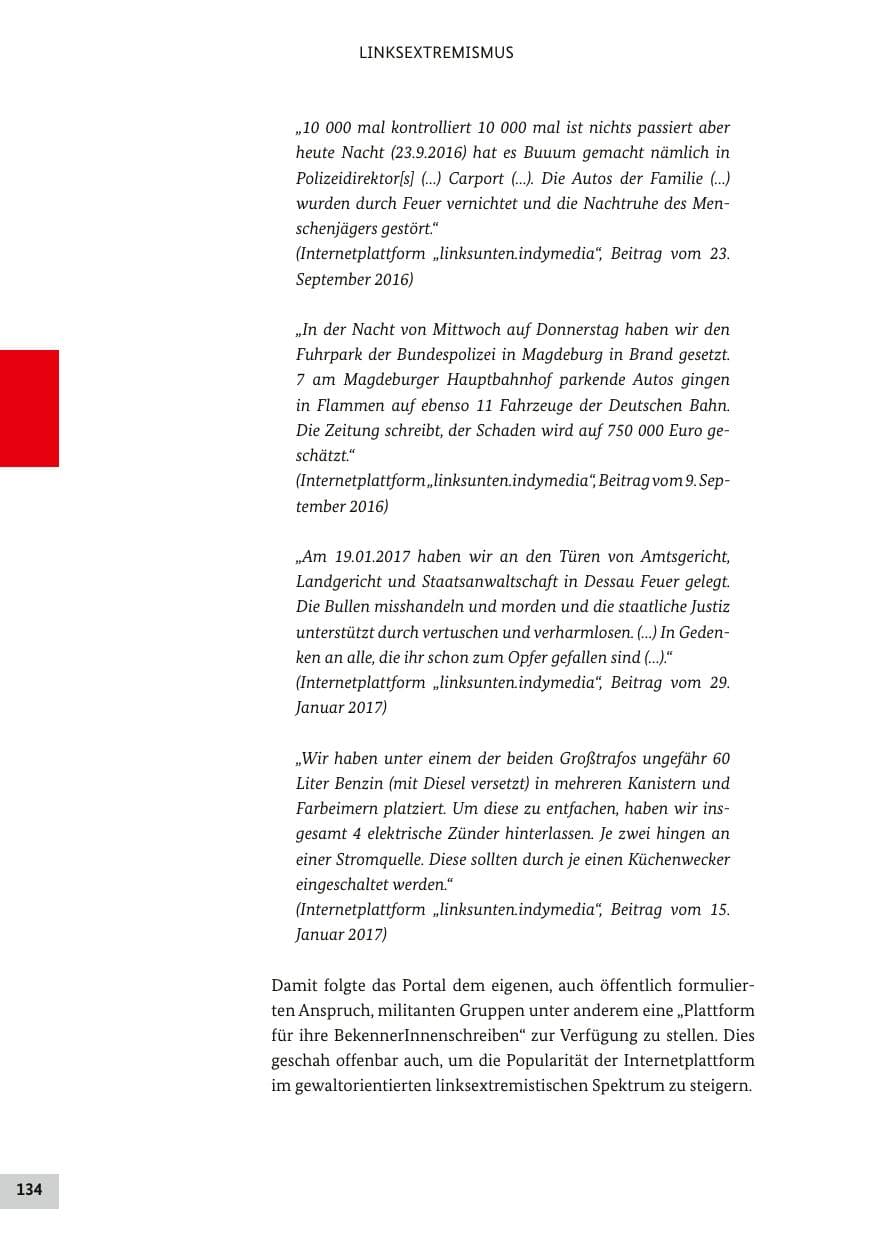 Seite 133 des Verfassungsschutzbericht 2017 Bund