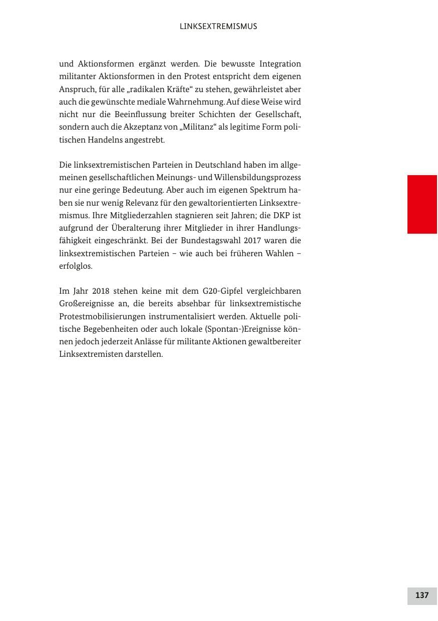 Seite 136 des Verfassungsschutzbericht 2017 Bund