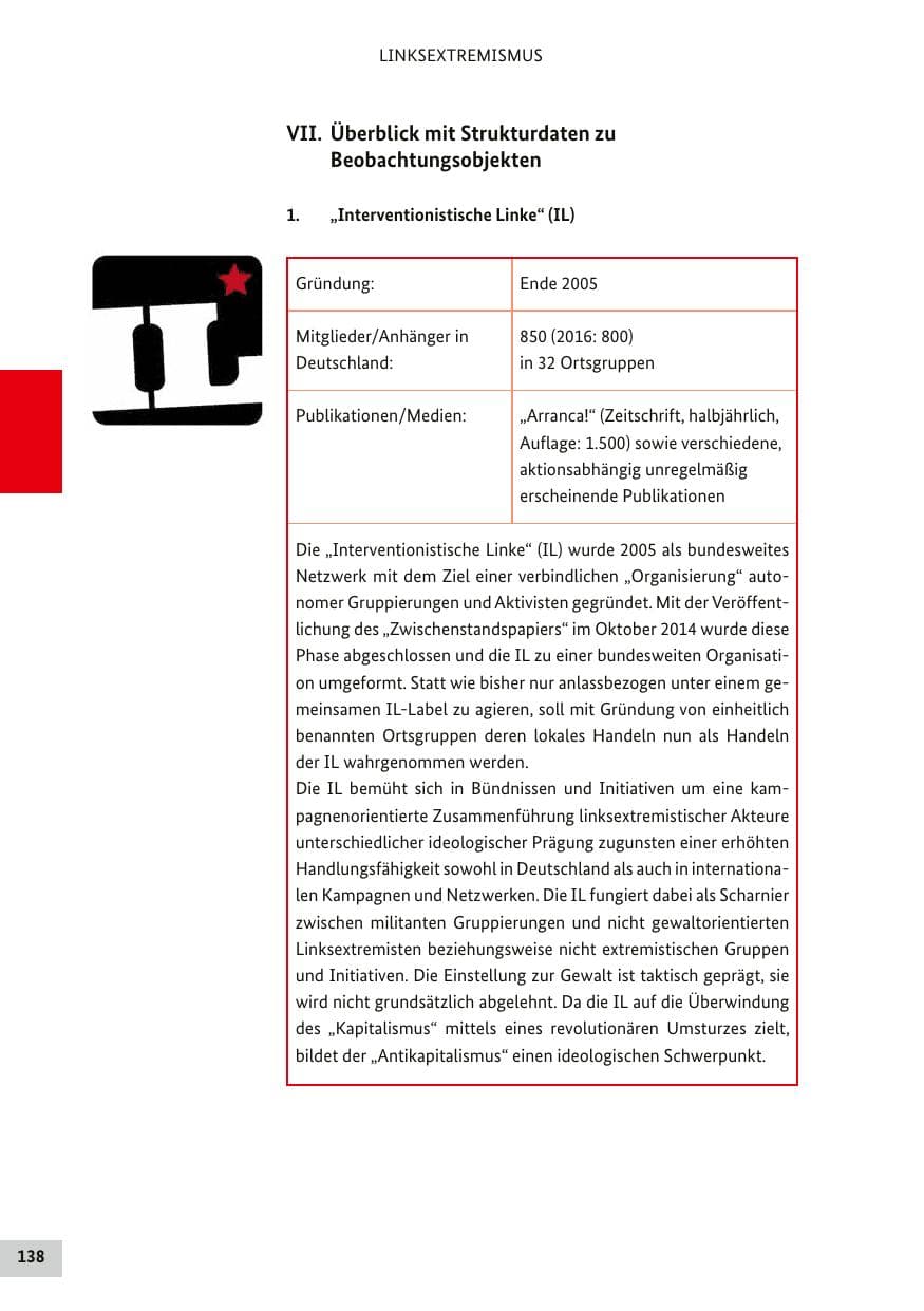 Seite 137 des Verfassungsschutzbericht 2017 Bund
