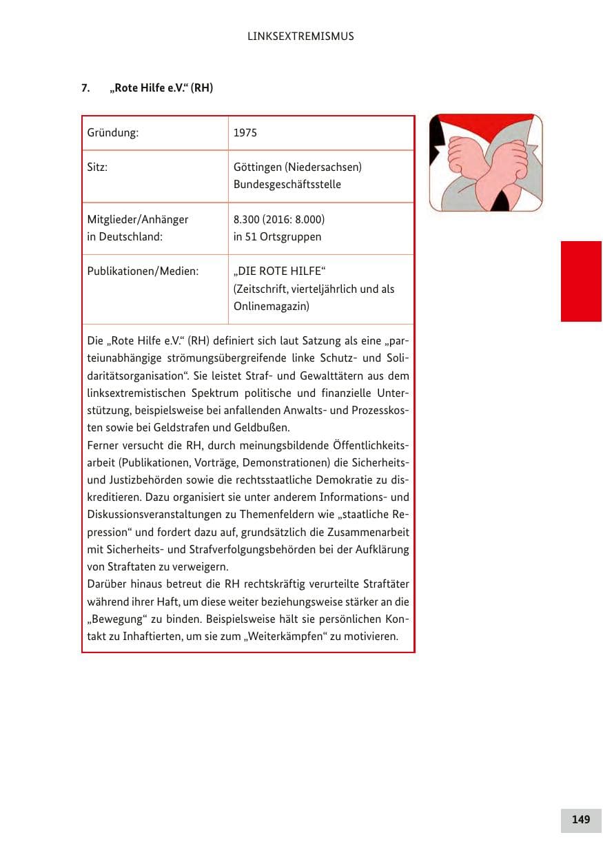 Seite 148 des Verfassungsschutzbericht 2017 Bund