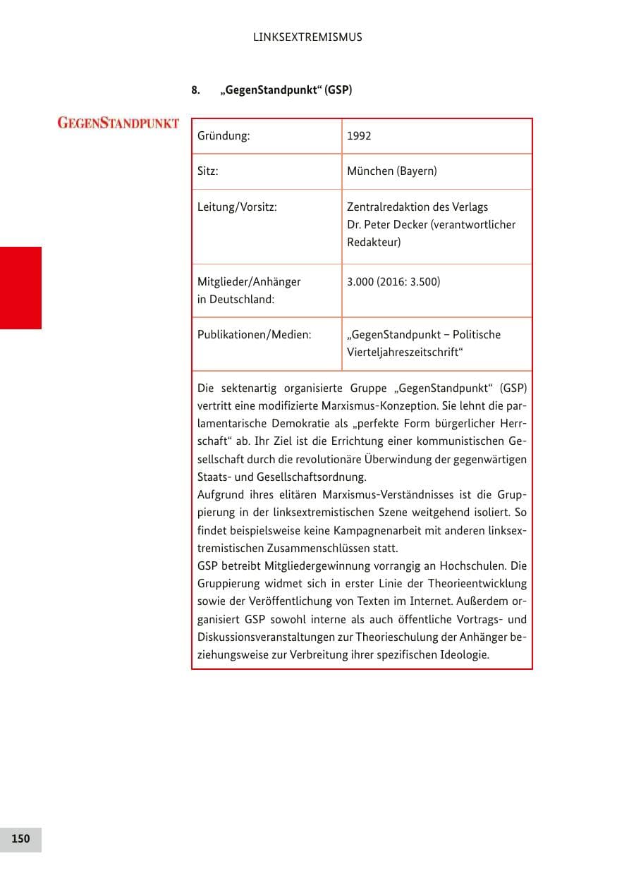 Seite 149 des Verfassungsschutzbericht 2017 Bund
