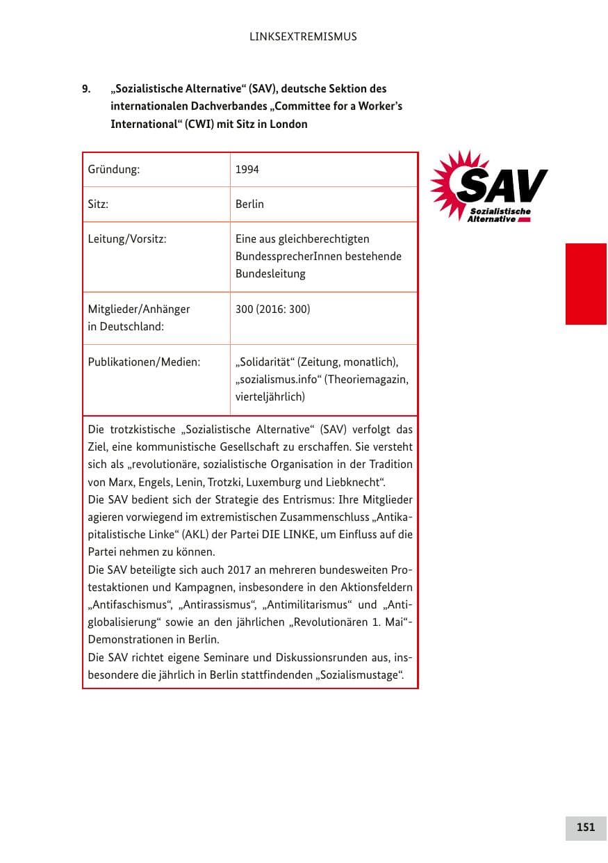 Seite 150 des Verfassungsschutzbericht 2017 Bund