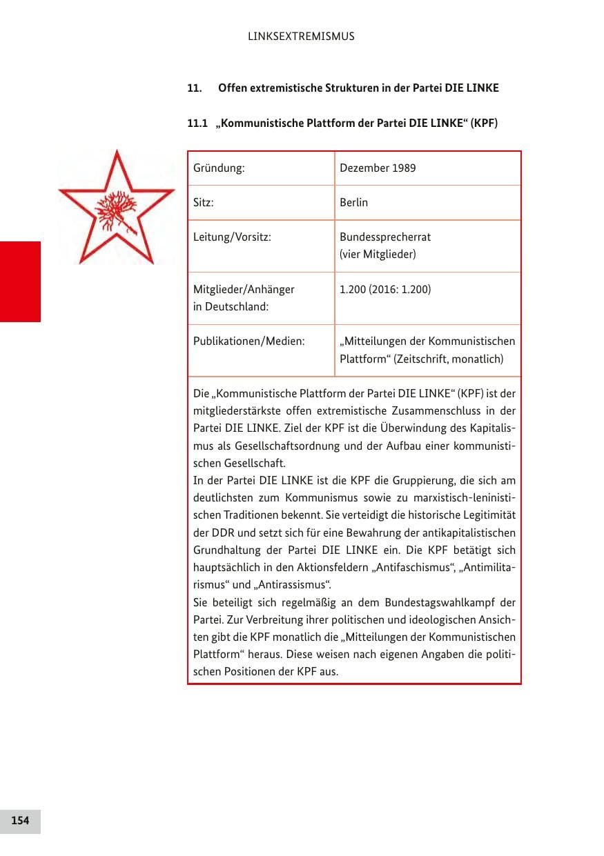 Seite 153 des Verfassungsschutzbericht 2017 Bund