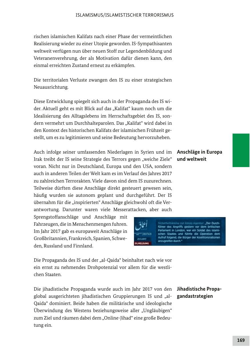 Seite 168 des Verfassungsschutzbericht 2017 Bund