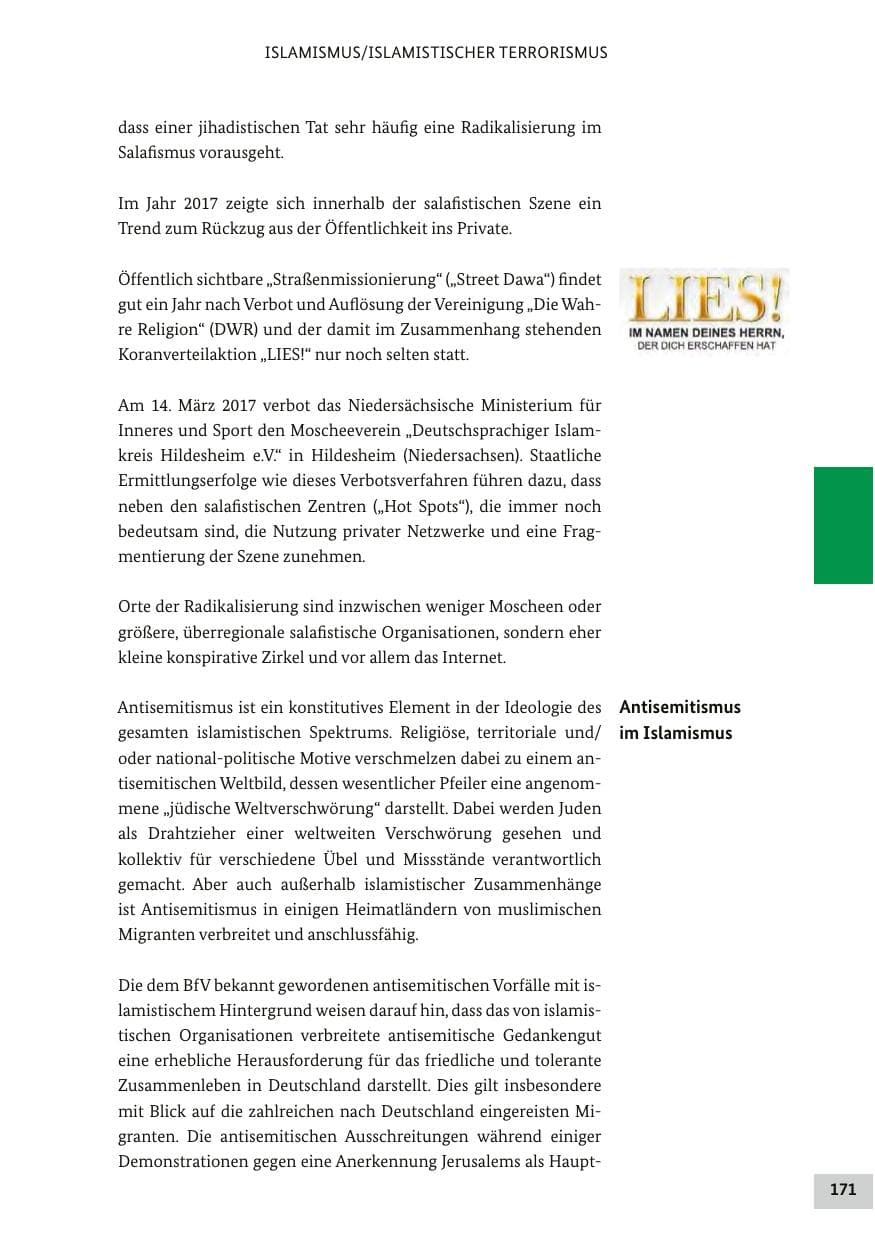 Seite 170 des Verfassungsschutzbericht 2017 Bund