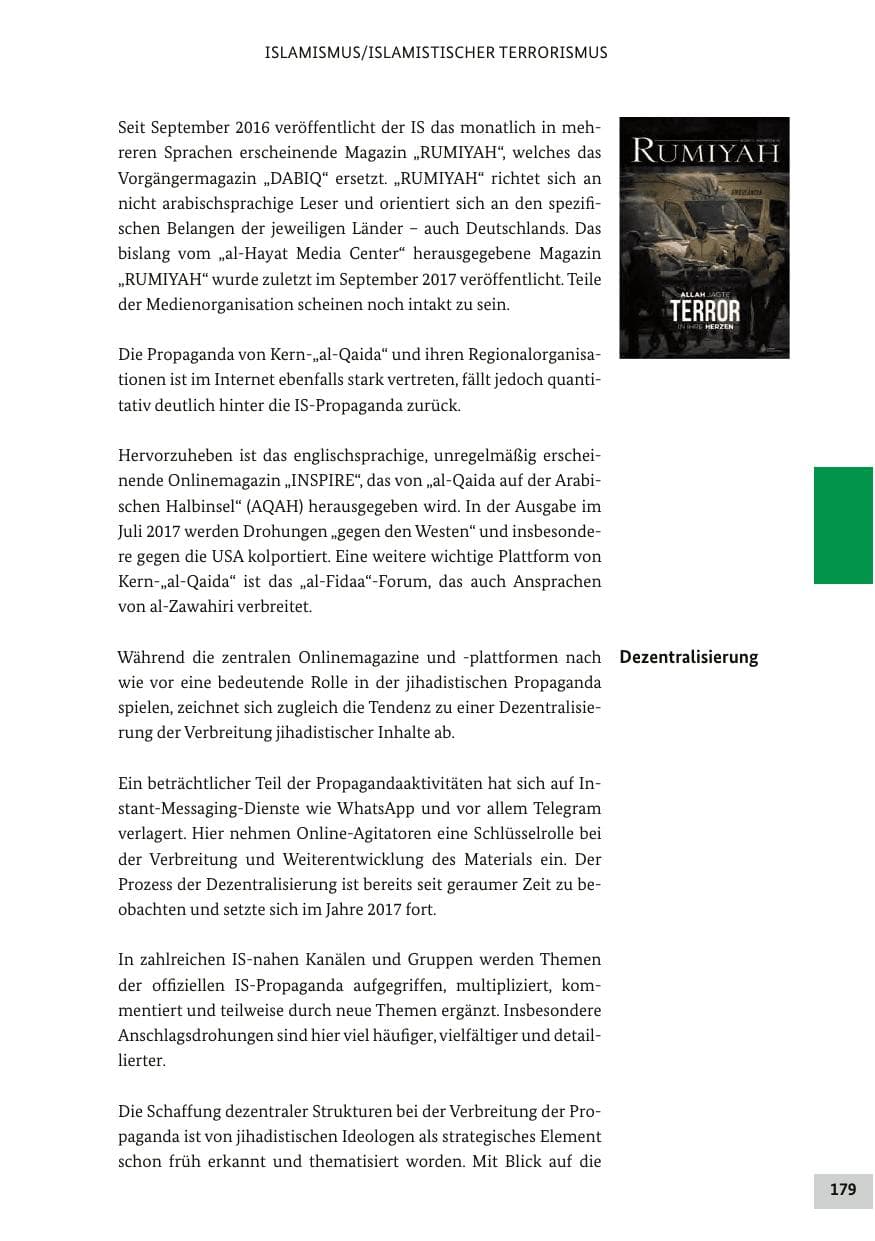 Seite 178 des Verfassungsschutzbericht 2017 Bund
