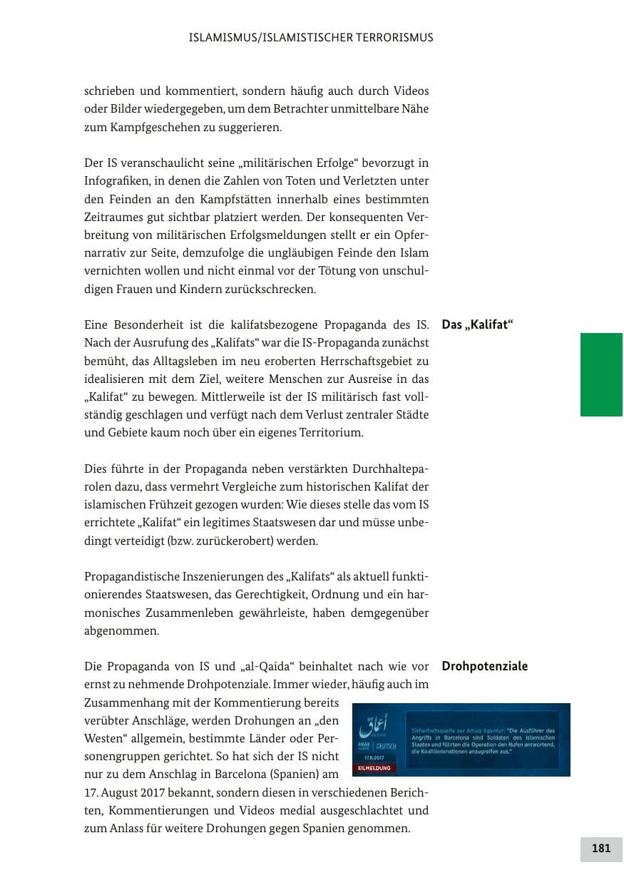 Seite 180 des Verfassungsschutzbericht 2017 Bund