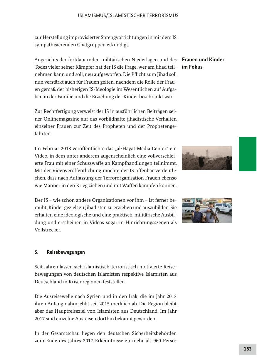 Seite 182 des Verfassungsschutzbericht 2017 Bund