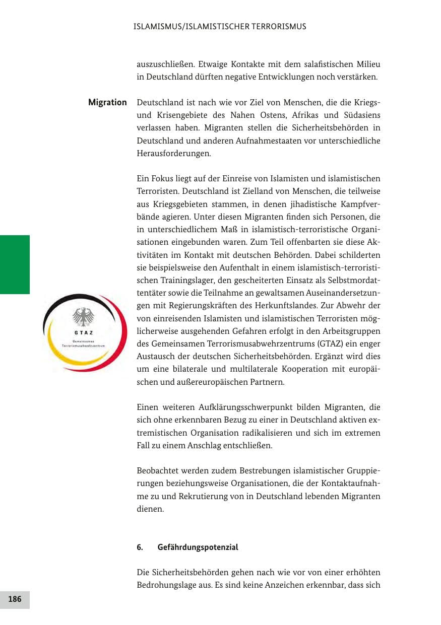 Seite 185 des Verfassungsschutzbericht 2017 Bund