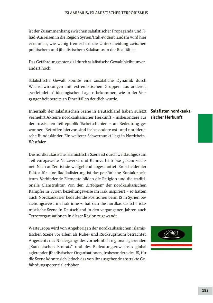 Seite 192 des Verfassungsschutzbericht 2017 Bund