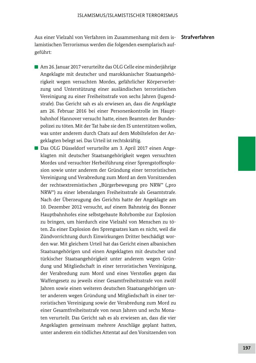 Seite 196 des Verfassungsschutzbericht 2017 Bund