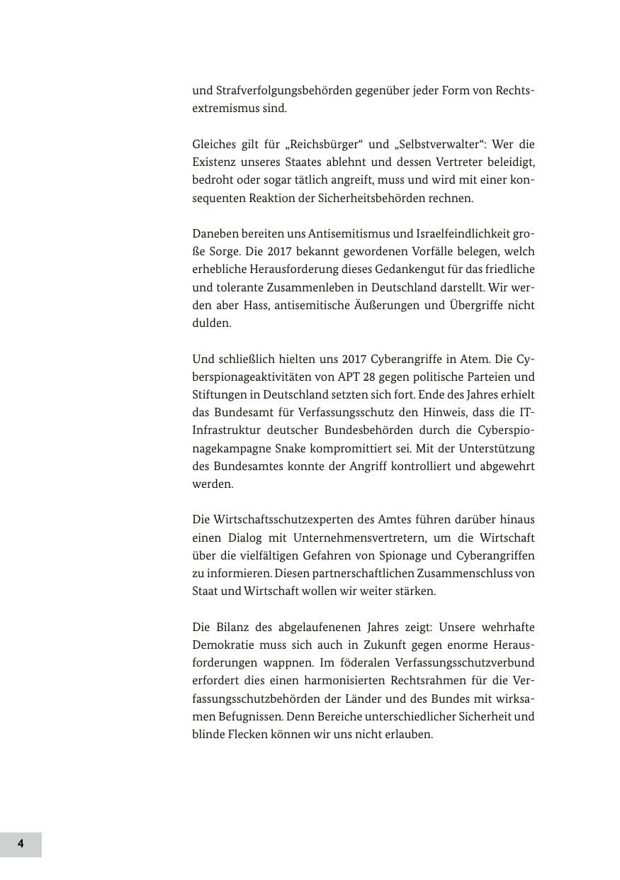 Seite 3 des Verfassungsschutzbericht 2017 Bund