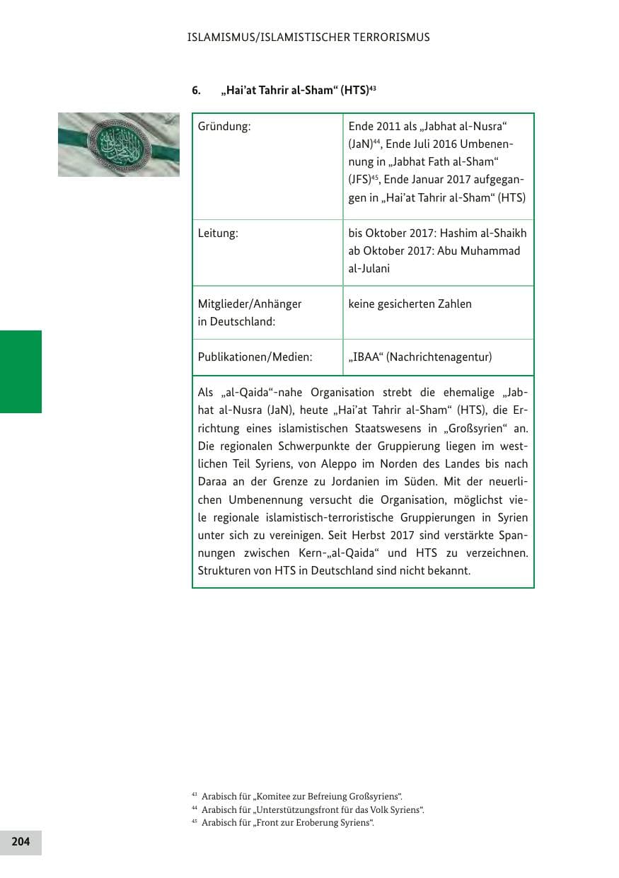 Seite 203 des Verfassungsschutzbericht 2017 Bund