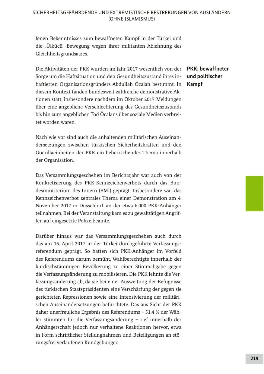 Seite 218 des Verfassungsschutzbericht 2017 Bund